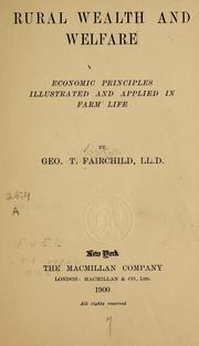 Cover of Rural wealth and welfare by George Thompson Fairchild