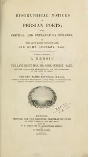 Front cover of Biographical notices of Persian poets by Ouseley, Gore Sir