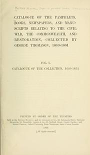 Front cover of Catalogue of the pamphlets, books, newspapers, and manuscripts relating to the civil war, the commonwealth, and restoration by British Museum. Dept. of Printed Books. Thomason Collection.