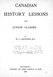 Front cover of Canadian history lessons for junior classes by W. J. Larminie