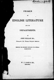 Cover of Primer of English literature and its departments by John Millar
