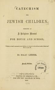Front cover of Catechism for Jewish children by Isaac Leeser