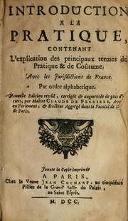 Cover of Introduction à la pratique by Claude de Ferrière