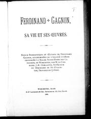 Cover of Ferdinand Gagnon, sa vie et ses oeuvres by Ferdinand Gagnon