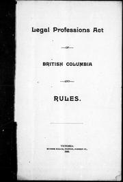 Front cover of Legal Professions Act of British Columbia, and rules by Law Society of British Columbia.