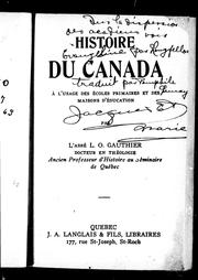 Front cover of Histoire du Canada, à l'usage des écoles primaires et des maisons d'éducation by L. O. Gauthier