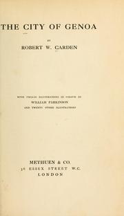 Front cover of The city of Genoa by Robert Walter Carden