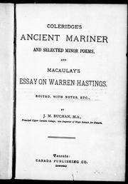 Front cover of Coleridge's Ancient mariner and selected minor poems.  And, Macaulay' s essay on Warren Hastings by Samuel Taylor Coleridge