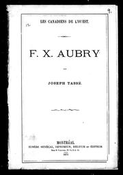 Cover of F.X. Aubry by Joseph Tassé