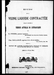 Front cover of Etude sur la veine liquide contractée tendant à modifier la théorie actuelle de l'hydraulique by R. Steckel