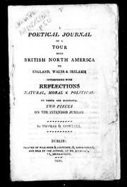 Front cover of A poetical journal of a tour from British North America to England, Wales and Ireland by Thomas Daniel Gowdell