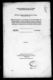 Front cover of Copy of any despatch or despatches from the Colonial Office to the Governor General of Canada by Unknown