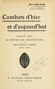 Cover of Combats d'hier et d'aujourd'hui by Mun, Albert comte de