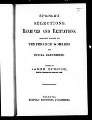 Front cover of Spence's selections, readings and recitations by Jacob Spence