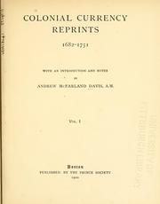 Cover of Colonial currency reprints, 1682-1751 by Andrew McFarland Davis