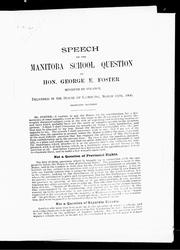 Front cover of Speech on the Manitoba school question by George Eulas Foster