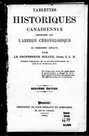 Cover of Tablettes historiques canadiennes by Maximilien Bibaud