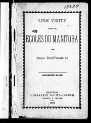 Front cover of Une visite dans les écoles du Manitoba by Zacharie Lacasse