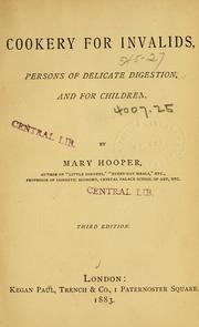 Cover of Cookery for invalids by Mary Hooper