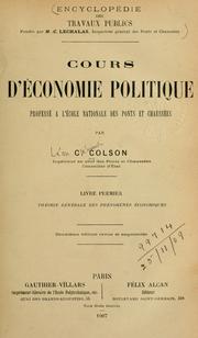 Front cover of Cours d'économie politique professé à l'École nationale des ponts et chaussées by Léon Clément Colson