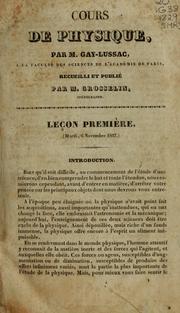 Front cover of Cours de physique by Joseph Louis Gay-Lussac