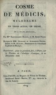 Front cover of Cosme de Médicis by Barthélemy-Hadot Mme