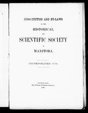 Cover of Constitution and by-laws of the Historical and Scientific Society of Manitoba by Historical and Scientific Society of Manitoba.