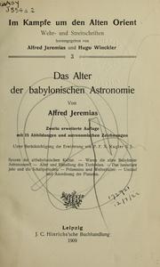 Cover of Das Alter der babylonischen Astronomie by Alfred Jeremias