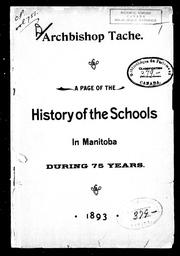 Front cover of A page of the history of the schools in Manitoba during 75 years by Alexandre A. Taché