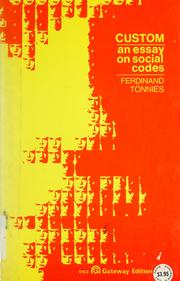 Cover of Custom by Ferdinand Tönnies