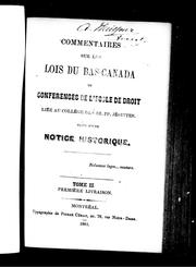 Cover of Commentaires sur les lois du Bas-Canada ou Conférences de l'Ecole de droit liée au Collège des RR. PP. Jésuites by Maximilien Bibaud