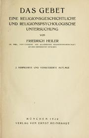 Front cover of Das Gebet by Friedrich Heiler