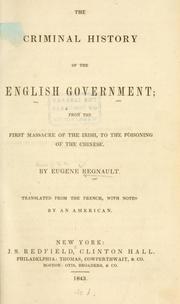 Front cover of The criminal history of the English government by Elias Regnault