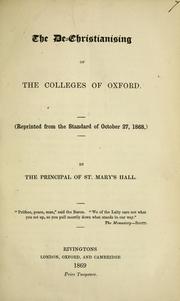 Front cover of The de-Christianising of the colleges of Oxford by D. P. Chase