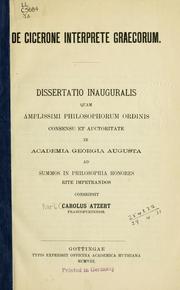 Cover of De Cicerone interprete graecorum by Karl Atzert