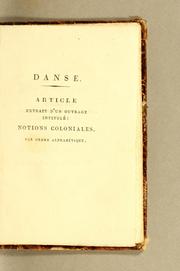 Front cover of Danse by Médéric Louis Élie Moreau de Saint-Méry