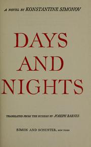 Cover of Days and nights by Константин Михайлович Симонов
