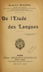 Cover of De l'étude des langues by Albert Michel