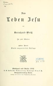 Cover of Das Leben Jesu by Weiss, Bernhard