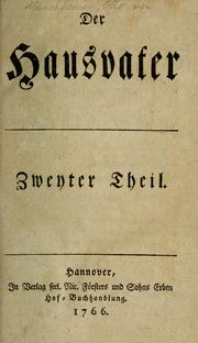 Front cover of Der Hausvater .. by Münchhausen, Otto Freiherr von