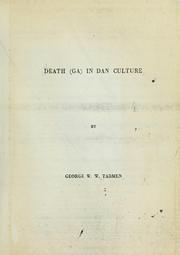Front cover of Death (Ga) in Dan culture by George W. W. Tabmen
