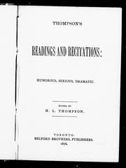 Front cover of Thompson's readings and recitations by H. L. Thompson