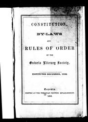 Front cover of Constitution, by-laws and rules of order of the Ontario Literary Society by Ontario Literary Society.