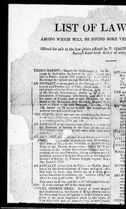 Cover of List of law books by Philéas Gagnon