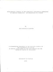 Front cover of Developmental changes in the linguistic performance correlates of reading disability by Jack McFarlin Fletcher