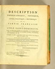 Cover of Description topographique, physique, civile, politique et historique de la partie francaise de l'isle Saint-Domingue by Médéric Louis Élie Moreau de Saint-Méry