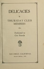 Front cover of Delicacies by Thursday Club (San Diego, Calif.)