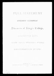 Front cover of Full statement of the present condition of the finances of King's College by University of King's College (Halifax, N.S.)
