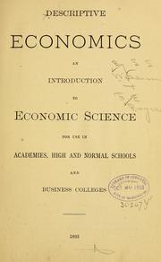 Front cover of Descriptive economics by Louis Lafayette] Williams