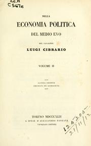 Front cover of Della economia politica del medio evo by Cibrario, Luigi conte